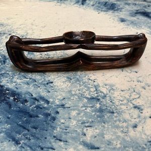 Wooden hand carved votive or key holder, tabletop size